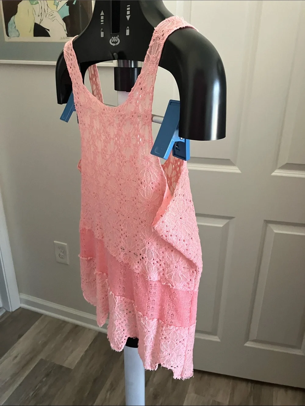 Free people intimates peachy pink lace cami S/P frayed